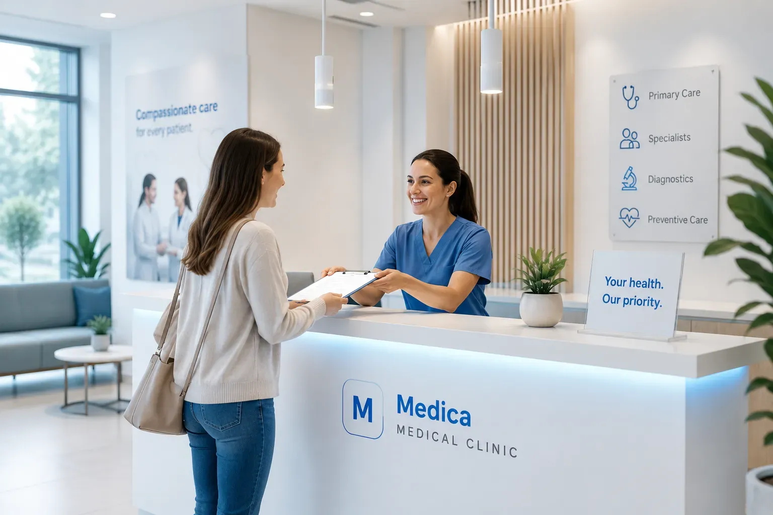 Bright medical clinic reception